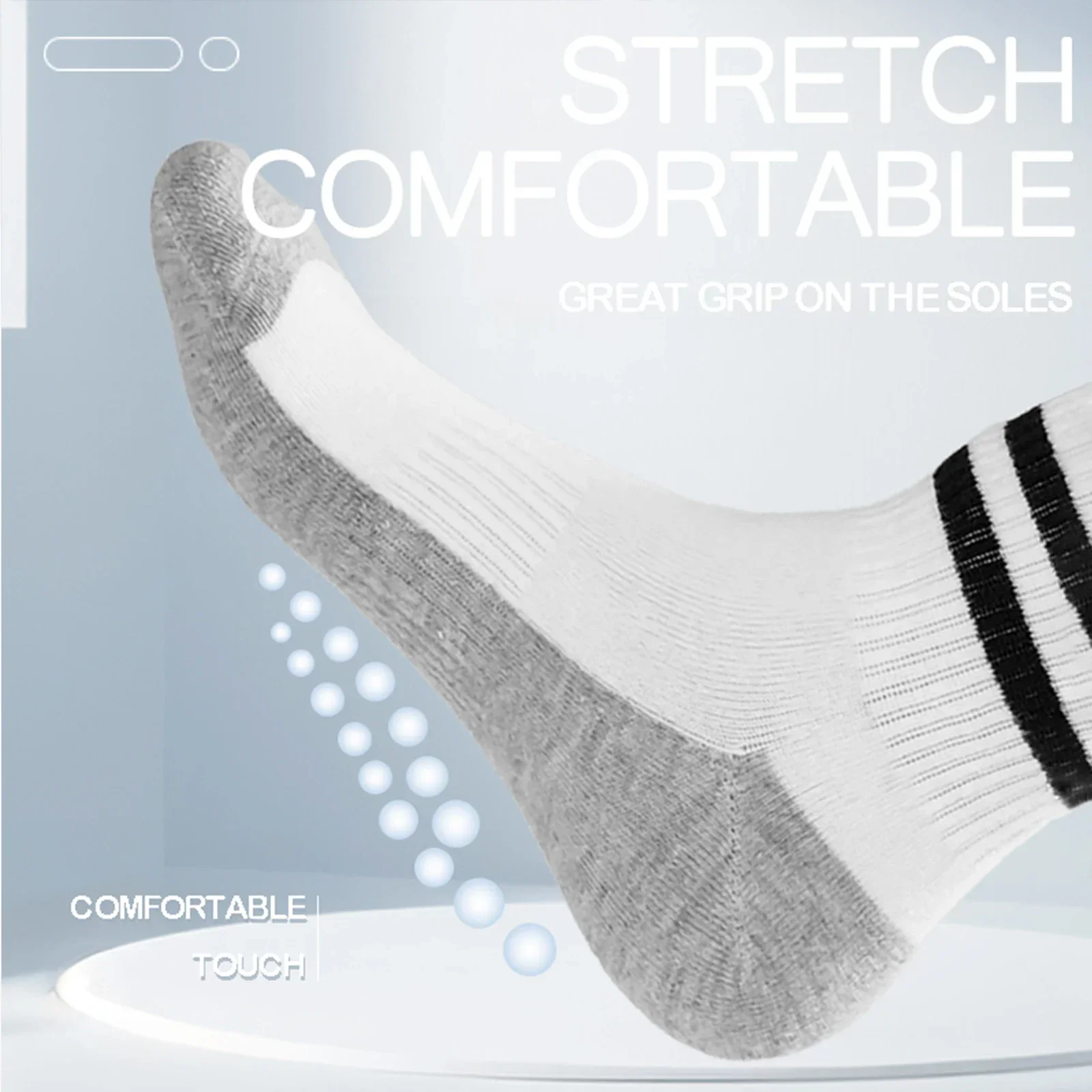 Boys girls Four Season Children's Socks Striped Cotton Student Socks Gray Sole White Side 10 pairs