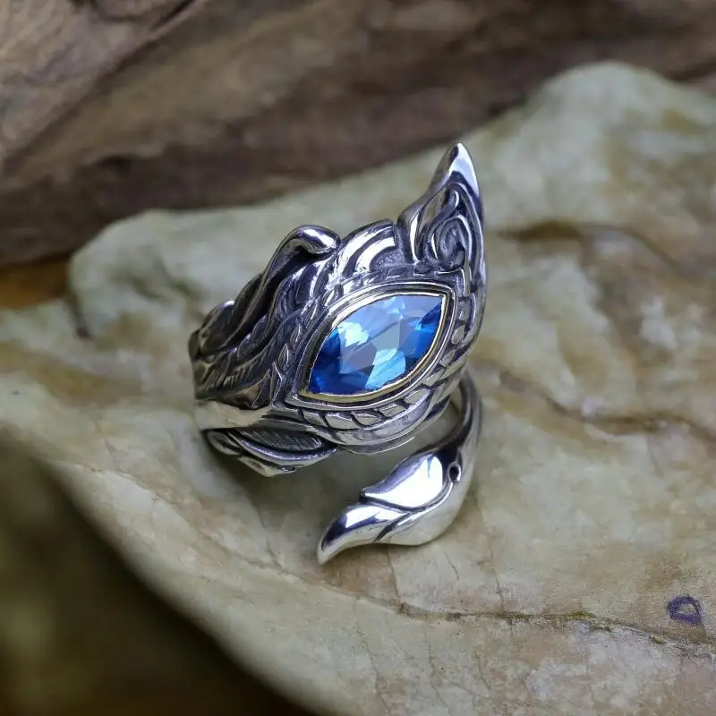 Retro Golden Wing Garuda Chinesische Mythologie Dapeng Ring Für Männer Punk Gothic Einstellbare Offenen Ring Feder Zubehör Schmuck Geschenk