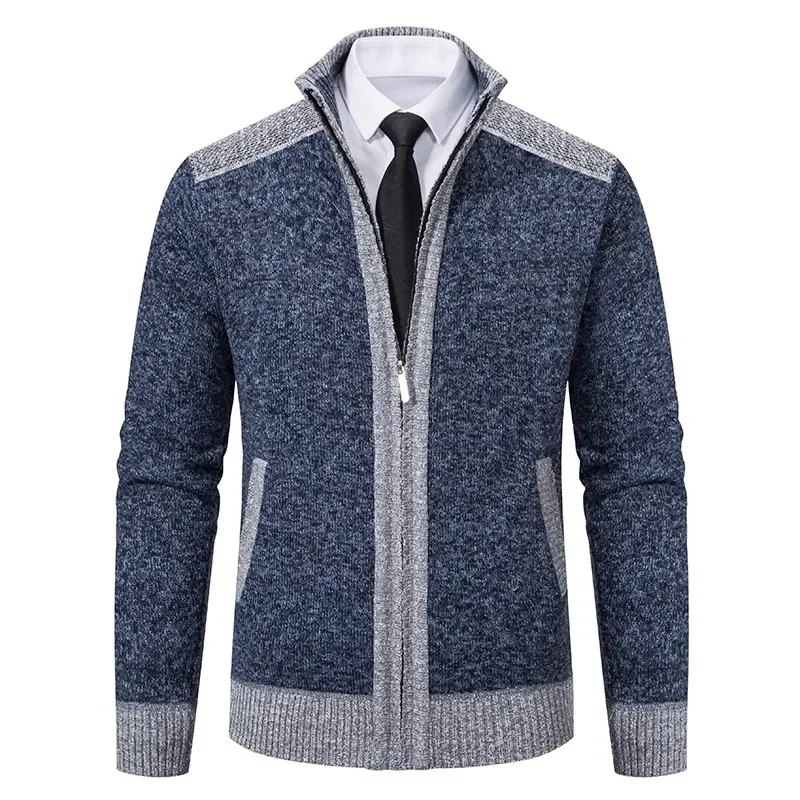 Autumn Winter Casual Sweaters Men Warm Fleece Sweater Cardigan Male Slim Fit Knitted Sweaters Man