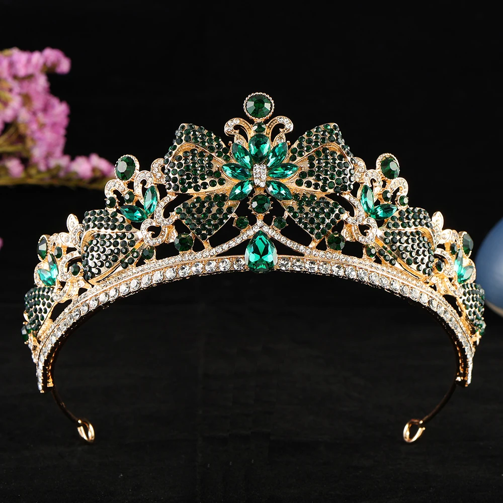Upscale Crystal Gem Crown ornaments Fashionable Noble Banquet Wedding Women's hair accessories