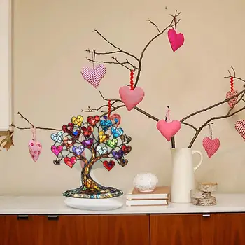 Desk Acrylic Heart Tree Desk 2D Heart Tree Acrylic Decoration Home Table Seasonal Decor Acrylic Ornament For Valentine's Day 2