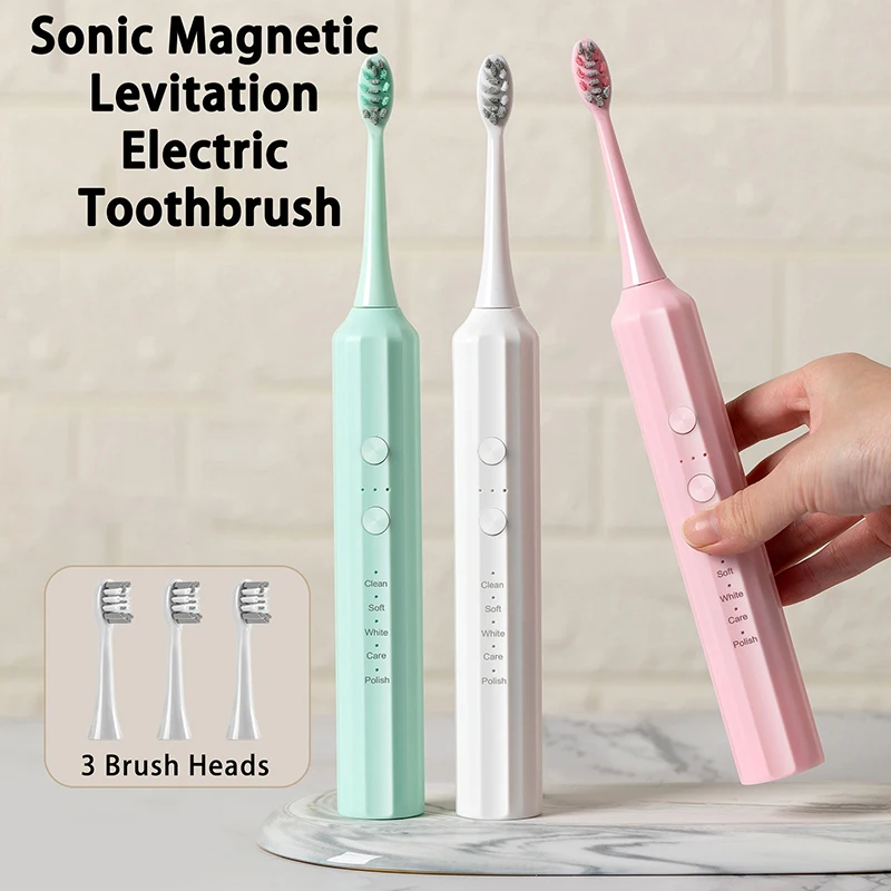 

15 Modes Electric Sonic Toothbrush IPX7 Waterproof USB Rechargeable Smart Timer Magnetic Levitation Adult Soft Bristle Brush