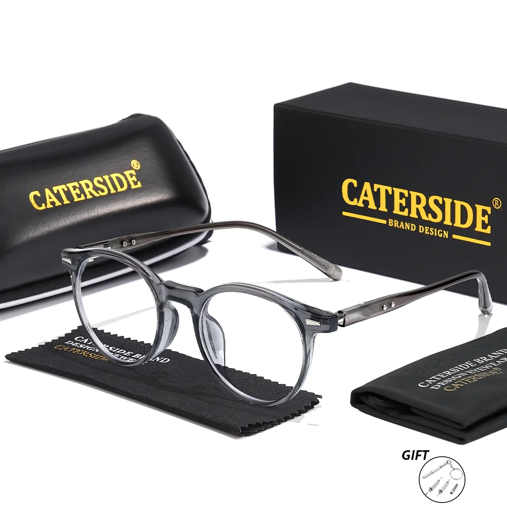 CATERSIDE Unisex Optische Brille 1,56 Brechungsindex Kreisförmige Linsen Brillen mit Sehstärke Vielseitige Myopie-Lesebrille – Detail 8