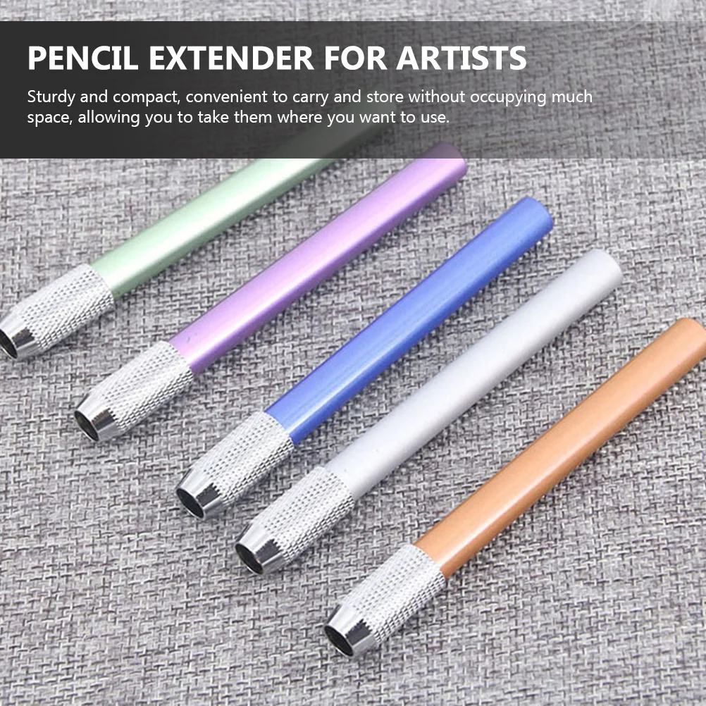 8 Pcs Pencil Extender Pencils Holder for Lengthen Tool Crayon Extension Home Office Supplies Stainless Steel Artist Sketch 4