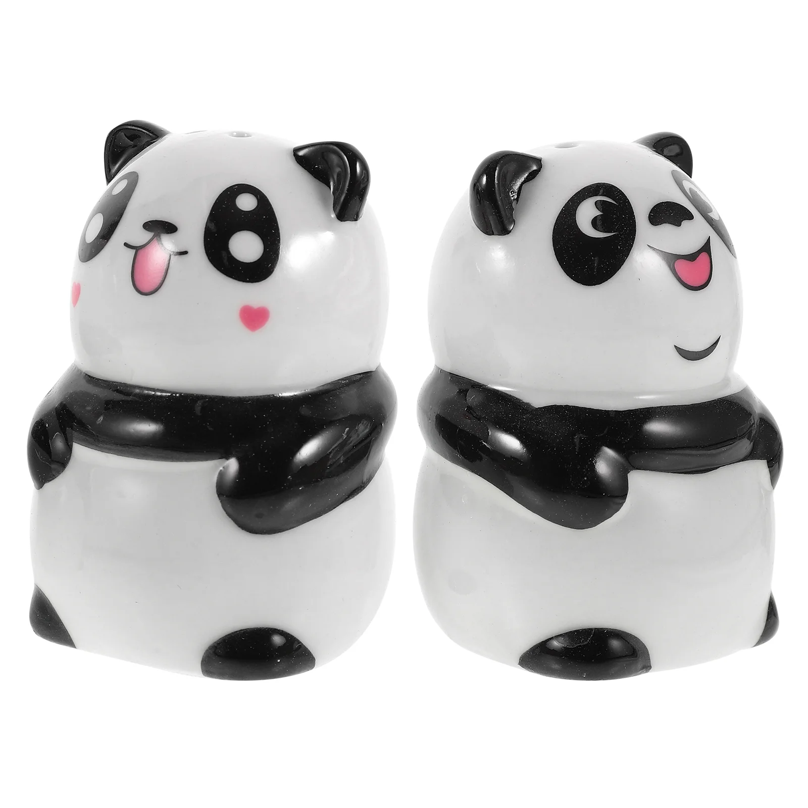 

2pcs Pepper Shaker Ceramic Spice Shaker Cartoon Panda Shaped Seasoning Jar Ceramic Seasoning Jar