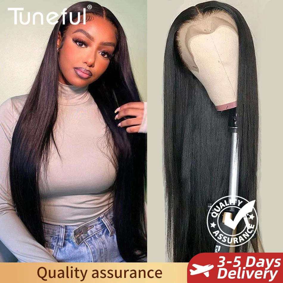 Tuneful 13x6 Lace Frontal Human Hair Wigs Straight 30 Inch Pre Plucked HD Lace Front Human Hair Wigs Glueless Wigs Ready To Wear 1