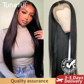 Tuneful 13x6 Lace Frontal Human Hair Wigs Straight 30 Inch Pre Plucked HD Lace Front Human Hair Wigs Glueless Wigs Ready To Wear 1