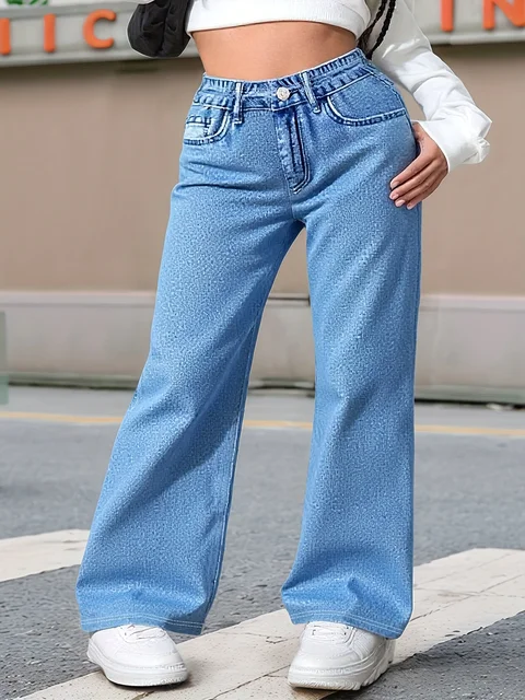 Women's Plus Size Light Blue Straight Leg Jogger Pants Comfortable Casual Wear for Daily Outfits Independence Day