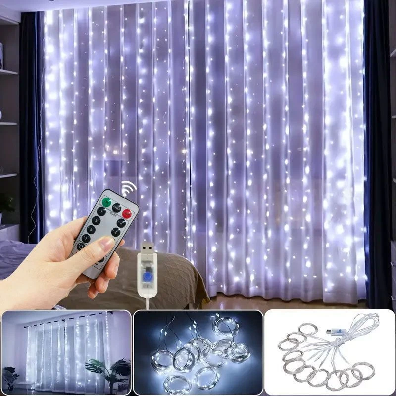 

Fairy String Light 3M 4M 6M 8 Mode LED Bedroom Light Wedding Christmas Decoration Party Holiday Outdoor Light USB Curtain Lights