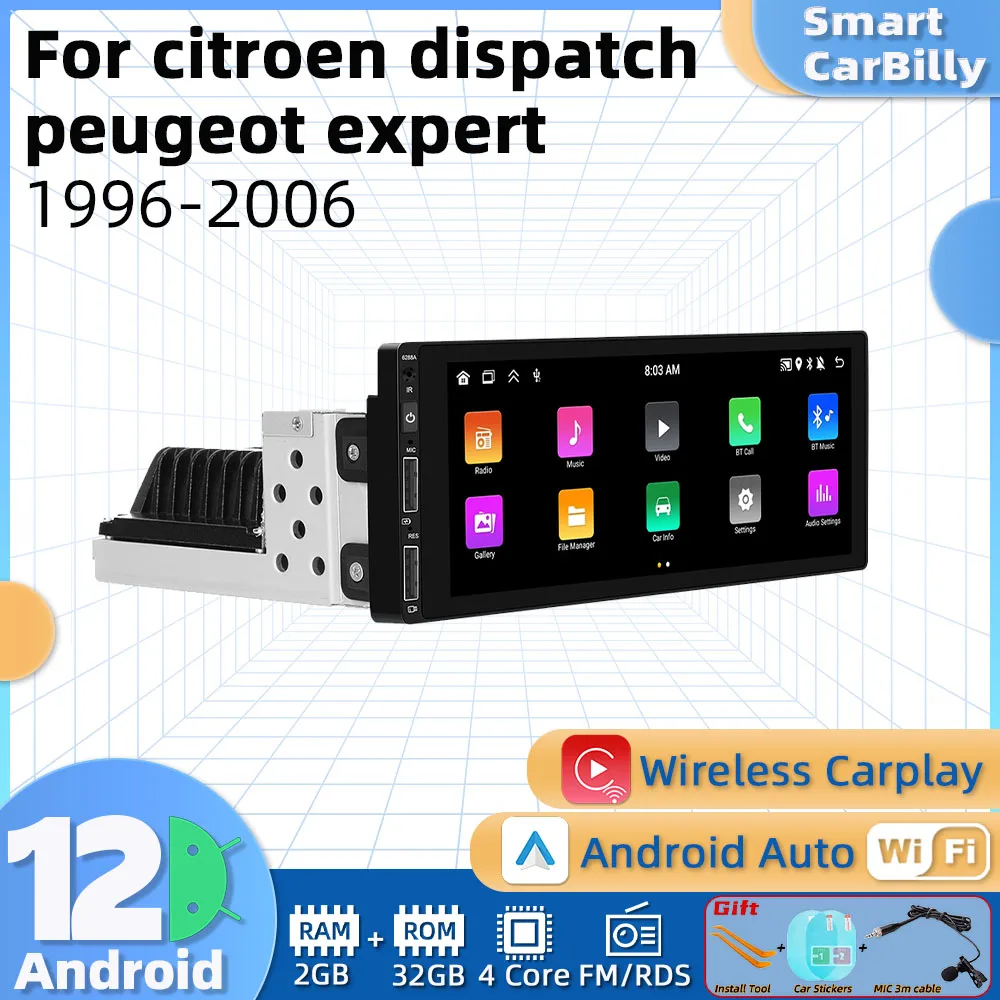 

Автомобильный мультимедийный плеер 1din Android для Citroen Dispatch Peugeot Expert 1996-2006 1 Din Радио Стерео головное устройство Carplay Авторадио GPS