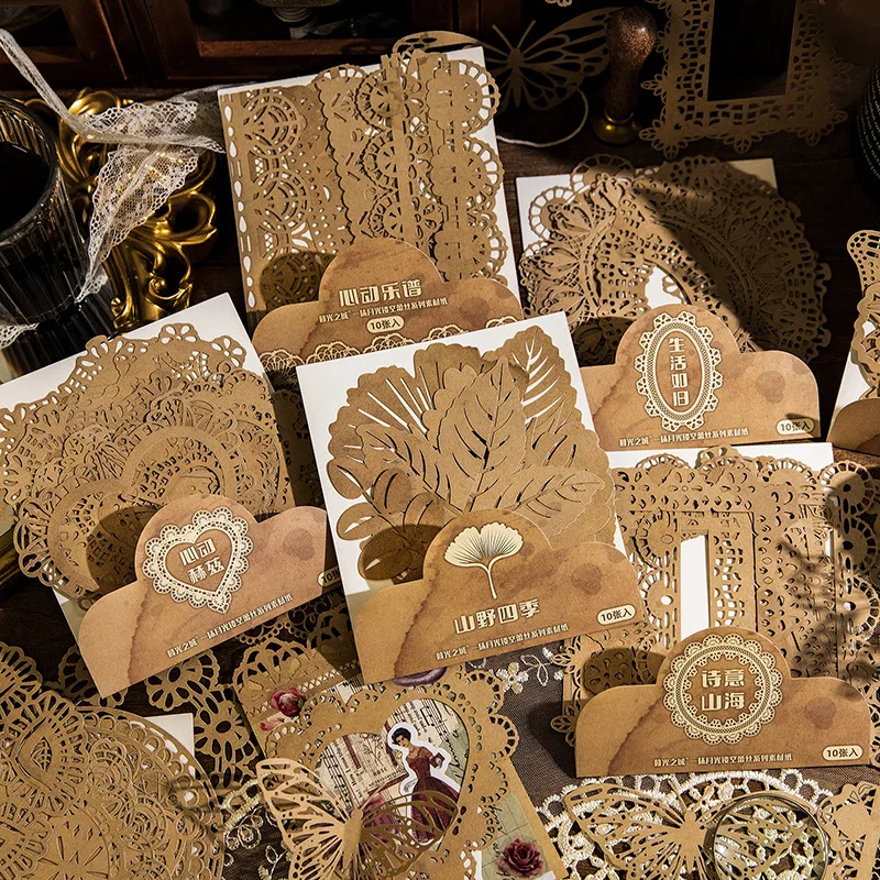 10PcsScrapbookingPaperDieCutsDecorativePaperLaceButterfly