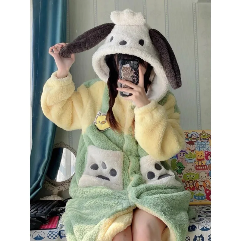

Sanrio элегантный милый зимний теплый фланелевый домашний халат с капюшоном