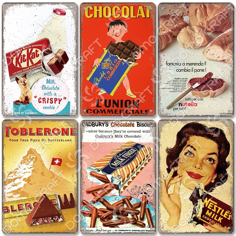 Targa In Metallo Per Bar O Ristorante - Cartello Decorativo Da Parete 'Cioccolata Calda' - Stile Vintage