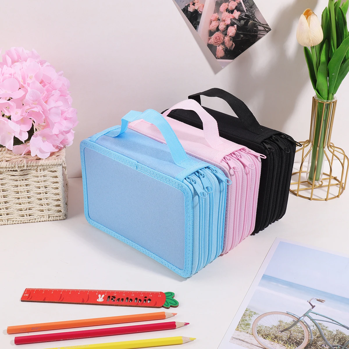 Multi-Layer Large Capacity Pencil Case with Handle - Organized Storage Solution