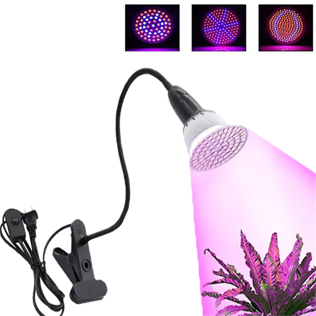 LED grow light black clip full spectrum gooseneck 1-head 2-head clip-on for seedlings succulents reading
