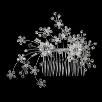 Silver Color Rhinestone Wedding Hair Comb Pearl Crystal Hair Accessories for Bride Ornament Prom Bridal Flower Headpiece Jewelry - Image 3
