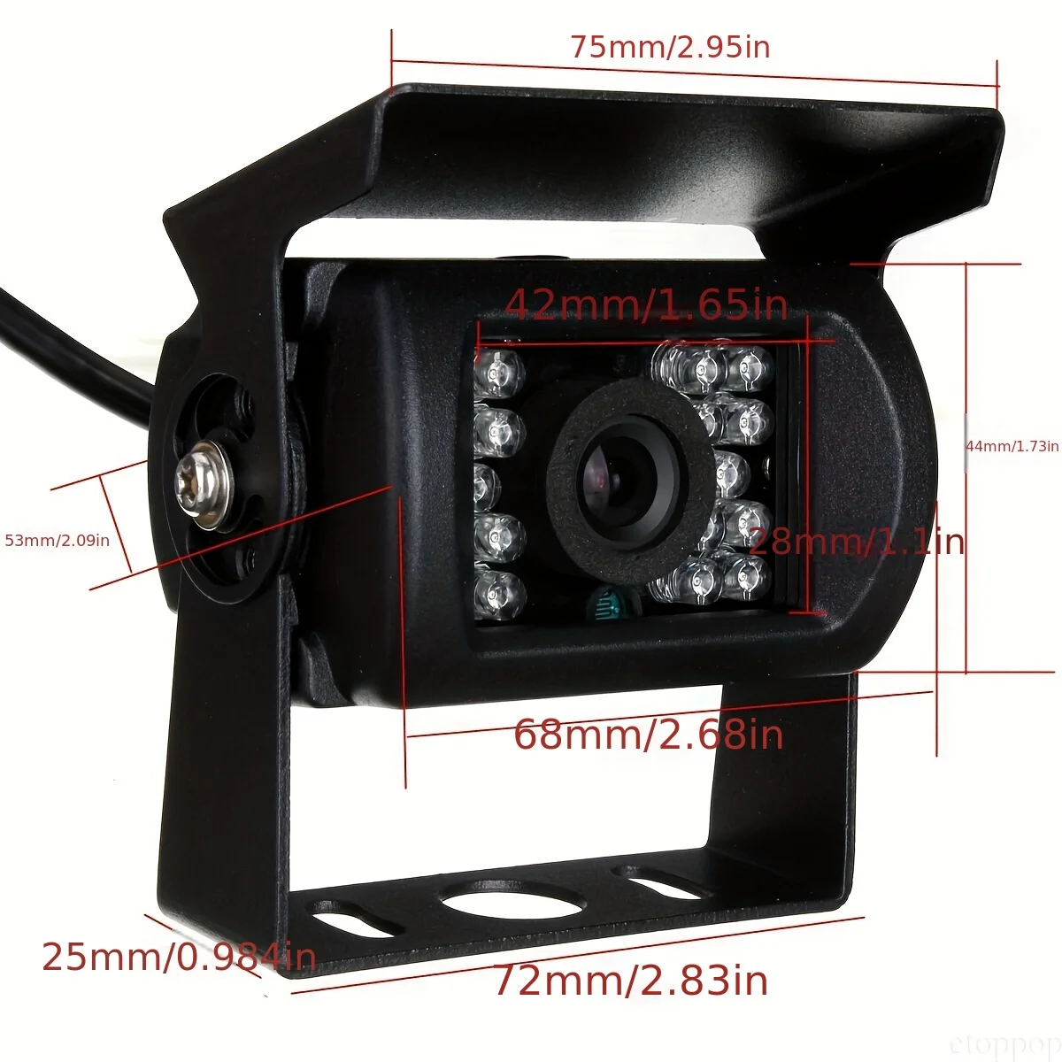 트럭 백업 카메라 헤비 듀티 18 LED IR 자동차 후면보기 백업 카메라 버스 트럭 트레일러 Pickup12V 24V + 393.7 인치 RCA 케이블