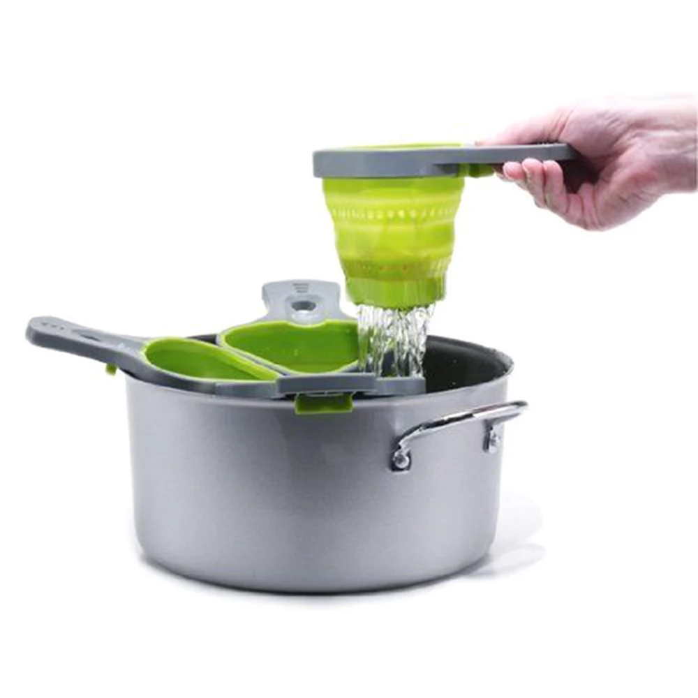 Kitchen Strainer Silicone Pasta Tools Foldable Colander Strainers Kitchen Strainer Spaghetti Net Cooker Basket Colander Kitchen Baking Pasta Tool