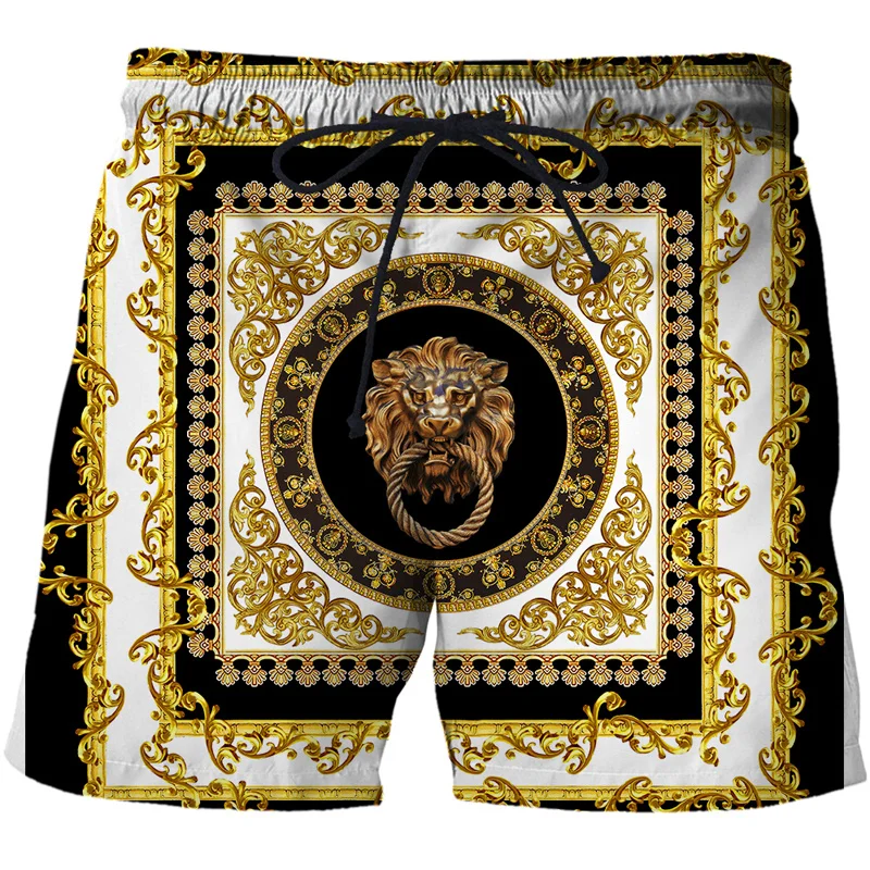 3D Hawaii Beach Briefs Luxury Golden Ice Shorts Pants Swimwear Men Vacation Swim Wear Trunks Casual Gym Surf Swimsuit Board 3