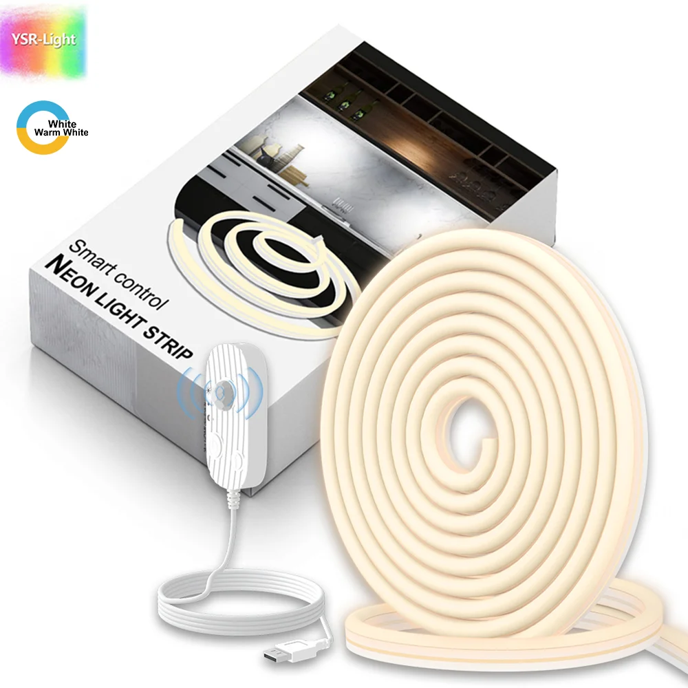 

Body Motion Sensing Touchable Neon Strip 2M 5V USB White WarmWhite 2835 120Leds/m Silicone Tube Flexible Soft Bright Night Light