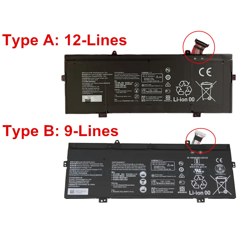 

7.6V 56.3Wh HB4593R1ECW Internal Laptop Battery For HUAWEI MagicBook 14 2019 KPR-W19 KPL-W00 KLV-W19 KLV-W19L VLT-W50 VLT-W60