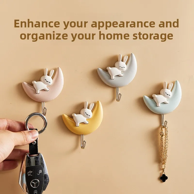 Cartoon Cute Adhesive Hooks - No-Drill, Traceless Wall and Door Key Holders (Set of 2)