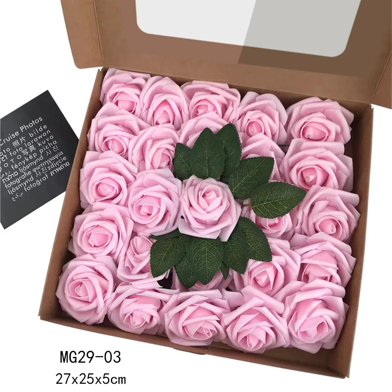 25 Roses European Style Gift Box Packaging Foam Pe Rose With Simulated Artificial Flowers Valentine's Day Wedding Holding Flower