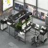 L Shaped Desk Gaming Desk with LED Strip & Power Outlet, Reversible L-Shaped Computer Desk with Storage Shelf & Drawer, 6