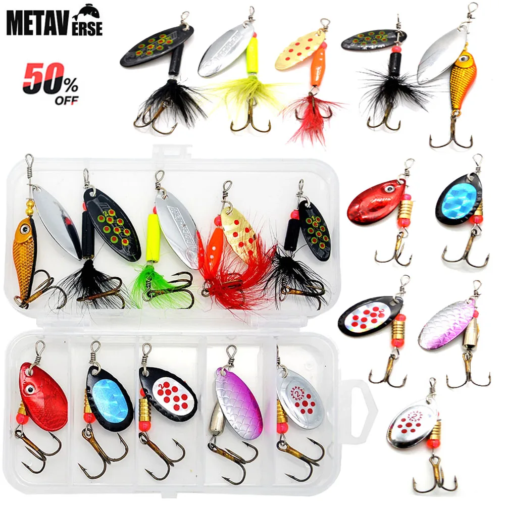 

Набор приманок для зимней рыбалки, 10 шт., набор искусственных металлических жестких приманок с блестками, воблеры, топвотер, искусственная ложка, Спиннер, тонущие крючки