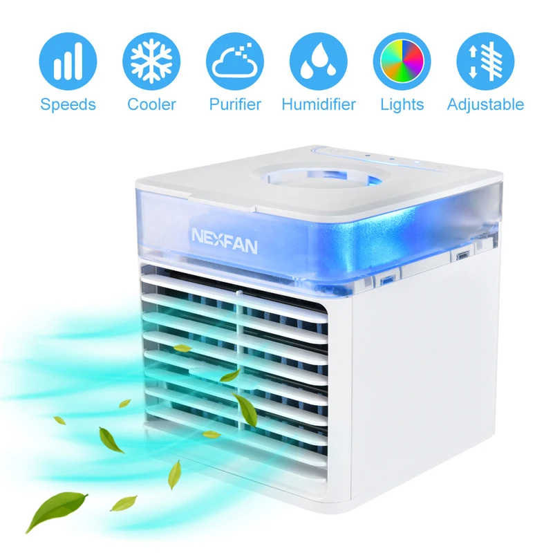 Description Picture 4 of itemElectric Fan Portable Fan 3-Speed Colorful LED air conditioners Ice Humidification Spray Antibacterial Night Light USB Fan
