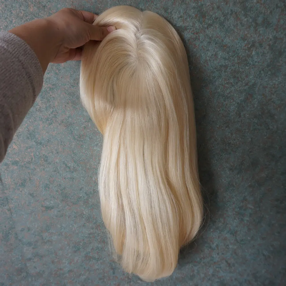 Hstonir peruka włosy damskie ludzkie włosy Topper peruka 613 zamknięcie peruka koszerne europejskie Remy włosy Top Piece TP04