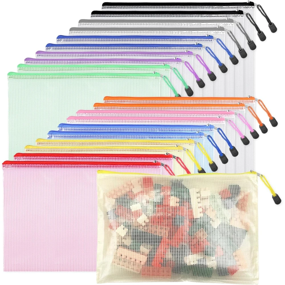 Durable Waterproof Zipper Storage Pouch Set - Pack of 10