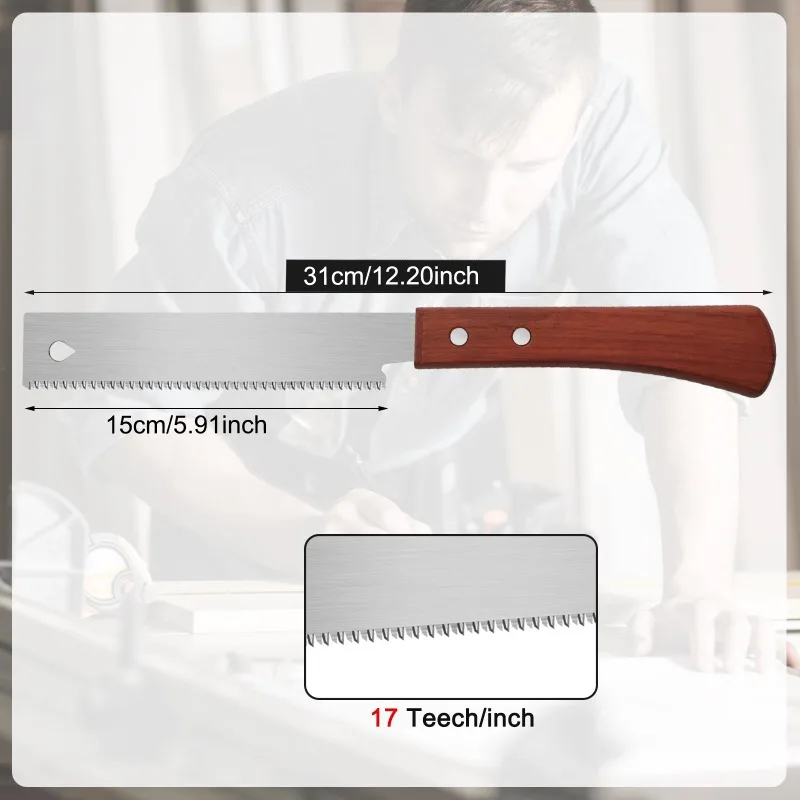 Hand Flush Cut Saw Wooden Handle Flat Accurate Woodworking Trim Tool for Garden Pruning Carpentry Decoration Household Saw 5