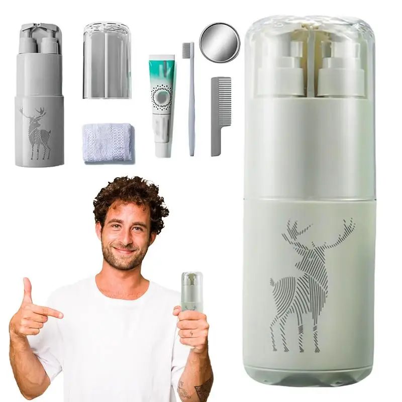 Travel Toiletries Set 8-in-1 Toothbrush Cup Toiletries For Travel Multi-Functional Must-Haves For Bathroom Business Trip