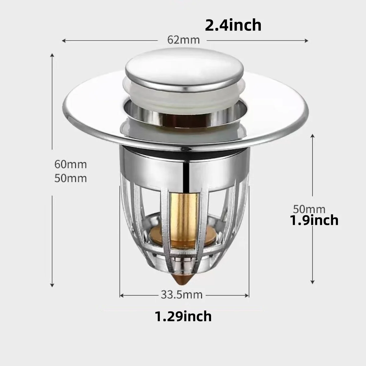 Universal Rebound Drain Plug Filter Basin Pop-up Sink Filter with Hair Catcher Bathroom Sink Drain Stopper Easy Push Type