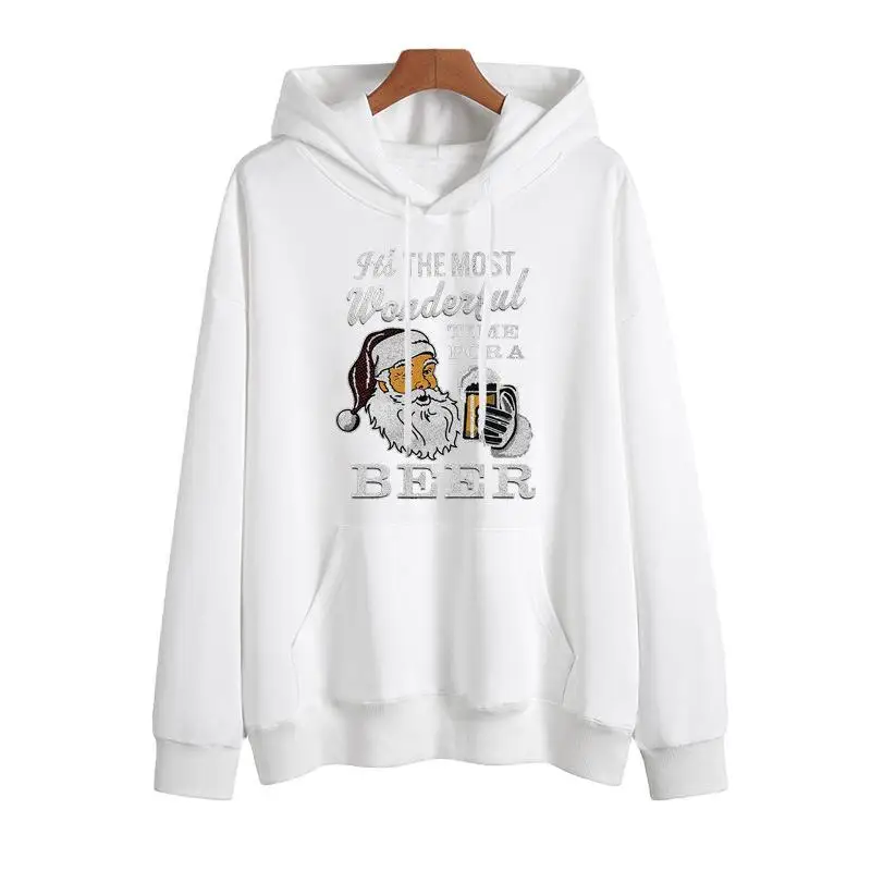 YRYT Add velvet loose hoodie female 2023 autumn and winter new hot Christmas creative printed top