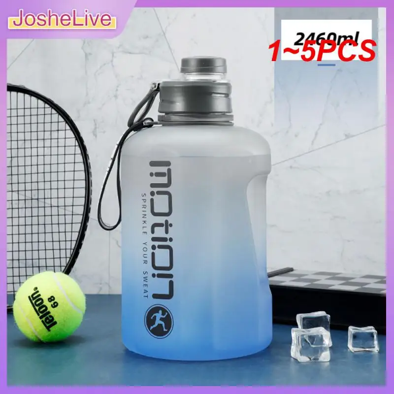 

1~5PCS Liter Sports Water Bottle With Straw Large Capacity Fitness With Scale Gradient Kettle Outdoor Plastic Portable Water