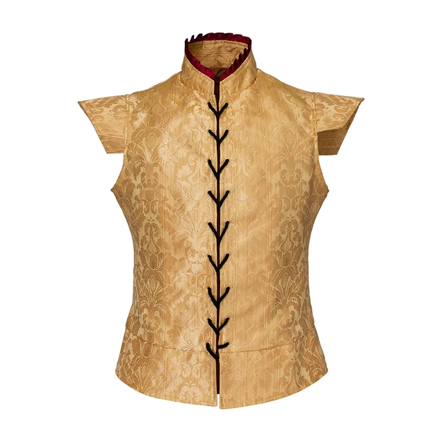 CosplayDiy Men's Tudor Vest - Victorian Gothic Jerkin Waistcoat For Steampunk Renaissance Costume