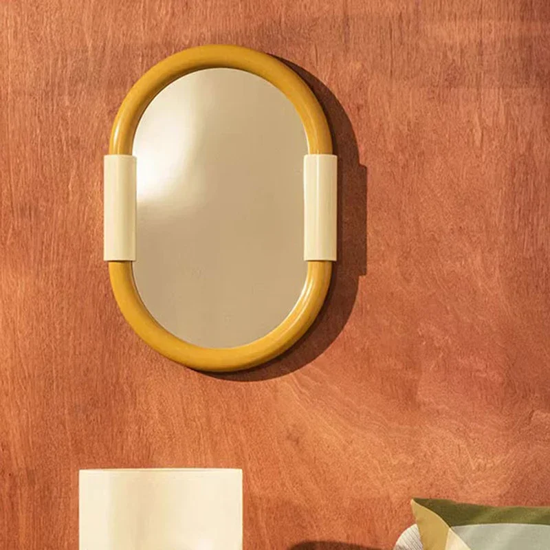 

Oval Ornaments Mirror Bathroom Light Hanging Nordic Toilet Bedroom Wood Makeup Mirror Living Room Ozdoby Do Pokoju Home Products