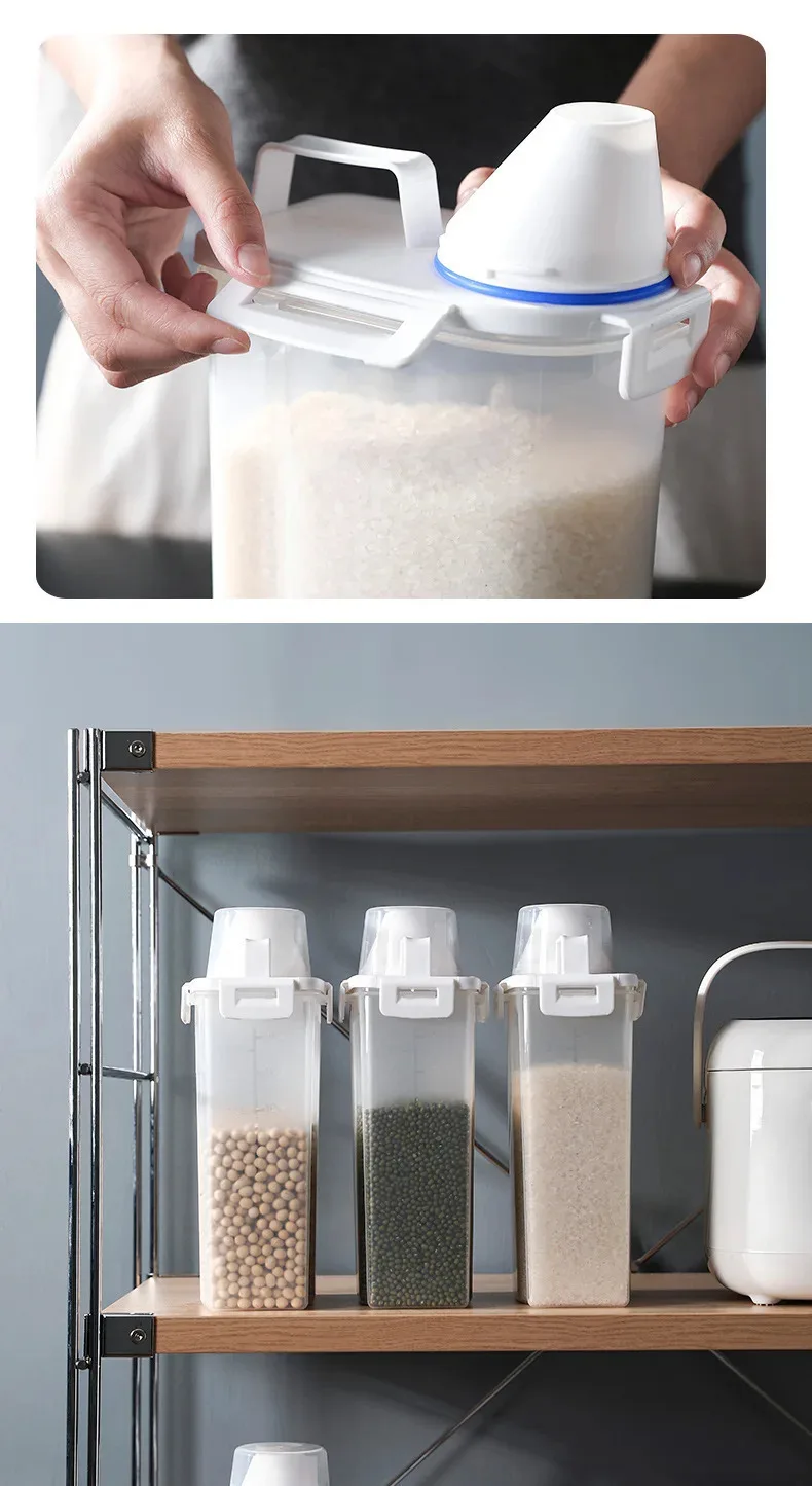 Transparent Storage Jar for Grains, Rice Bucket, Tea, Dried Fruits Storage Box, Kitchen Grain Bucket, Storage Jar, Sealed Jar