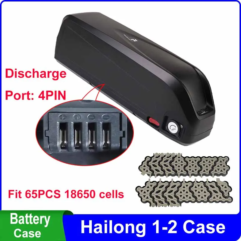 

Hailong 1-2 SSE-077 eBike Battery Case Fit 65PCS 18650 Cells Empty Box 36V 48V Discharge Port 4PIN Nickel Strip 10S 13S 30A BMS