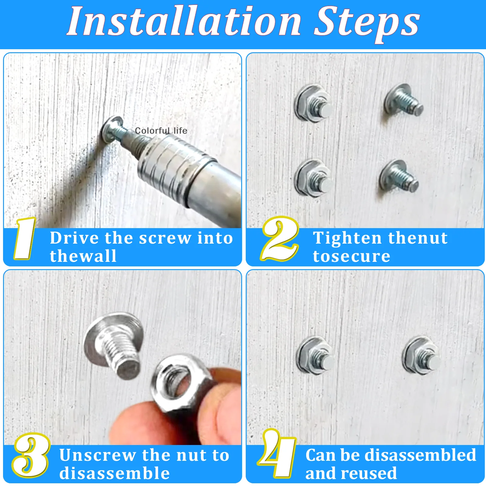 100pcs 7.3mm Diameter 42mm Extra Long Concrete Nails Gun Rivet Multi-Purpose Nail M8 Screw Nut Nails For Manual Steel Nail Gun