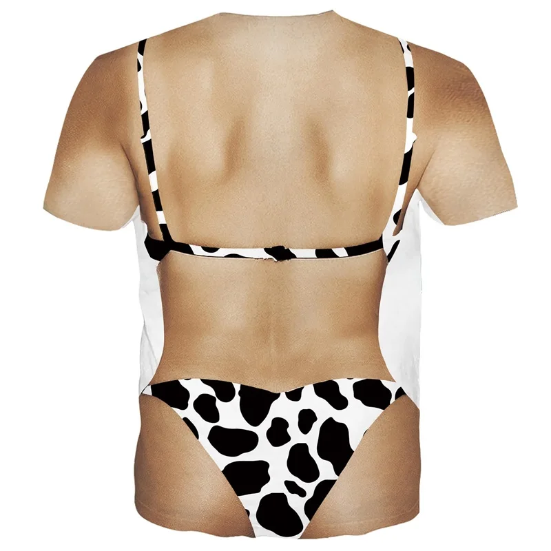 T-shirt Donna Stampa 3D Bikini Divertente – Girocollo, Manica Corta, Morbida In Poliestere – Casual Estiva