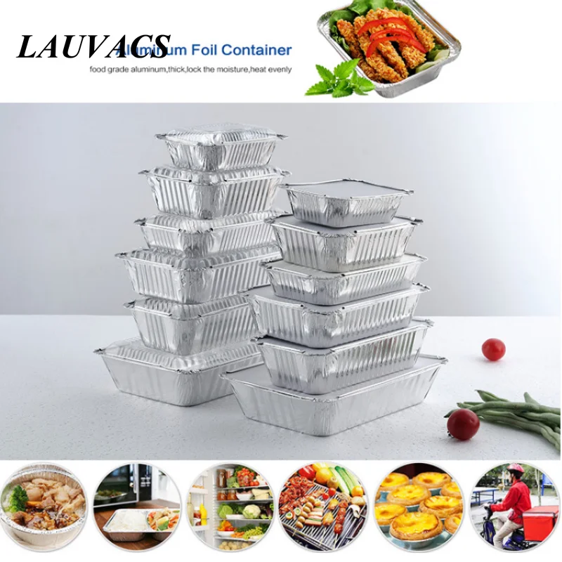 Disposable Aluminum Foil Food Trays Container Pans with Lids for Food