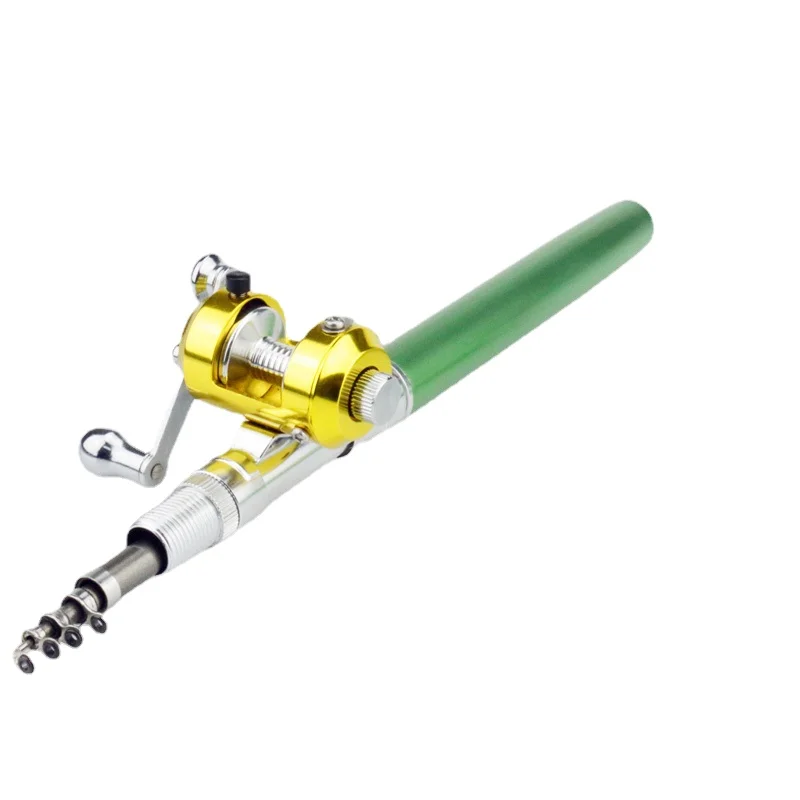 Outdoor Portable Pocket Size Fishing Pole Pen Shape Fishing Rod Folded With  Reel Wheel Mini Telescopic Collapsible Fishing Rod - AliExpress