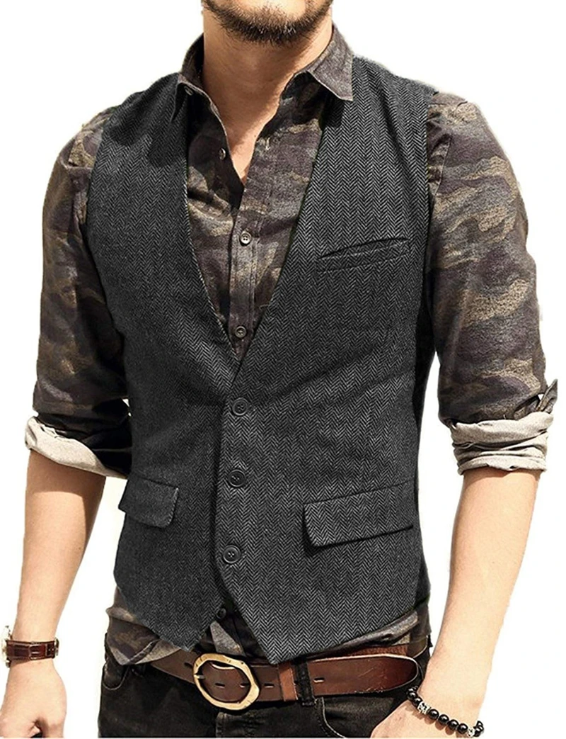 Gilet de costume classique à col en V profond