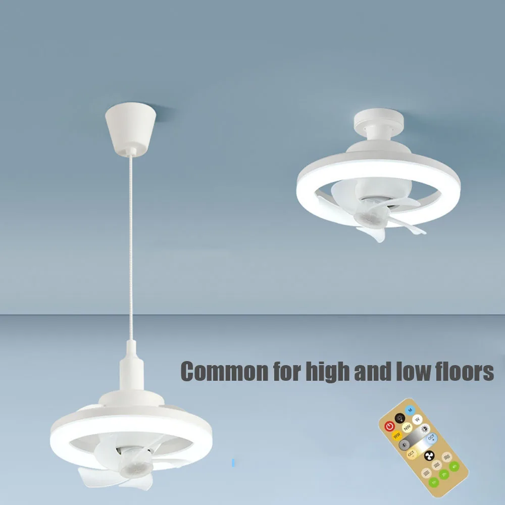 

60W E27 Ceiling Fan With Led Light And Remote Control 360 ° Rotation Electric Fan Ceiling Lamp Chandelier For Room Home Lighting