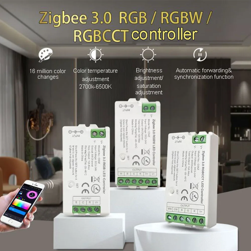 

Tuya Zigbee Led Controller RGB RGBW RGBCCT LED Strip Smart Controller Support Alexa 1/2/3/4/5CH COB RGB LED Strip Light