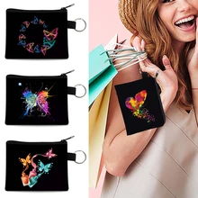 

2022 Women Coin Wallet Canvas Small Purse Man Handbag Fashion New Butterfly Manga Print Coin Purse for Girls Zipper Clutch Bags