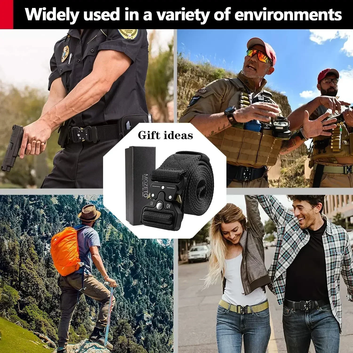 Unisex Military-Style Tactical Belt with Quick Release Metal Buckle